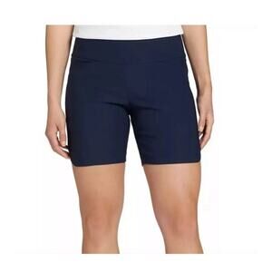 NWT Women's Lady Hagen 7" Inseam Pull On Tummy Control Navy Blue Shorts Size S